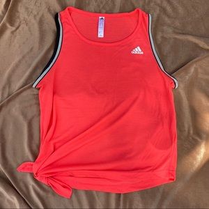 Adidas front/ side tie red workout top